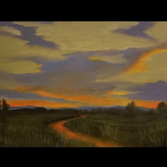 Sunset original oil painting by me(not a print) - Picture 2 of 3